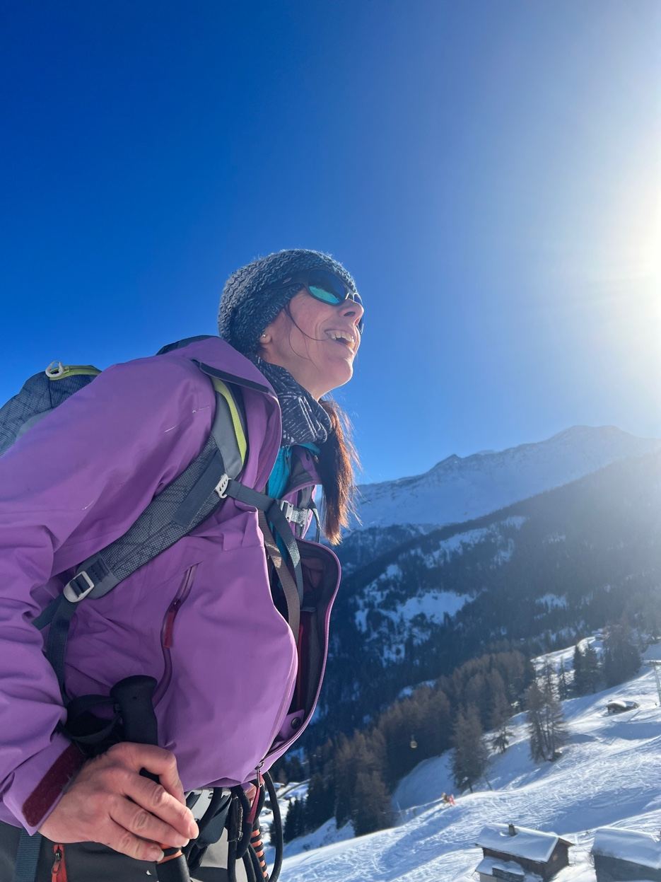 Sarah looking out over the Valais Alps — expat relocation specialist, Verbier and Val des Bagnes